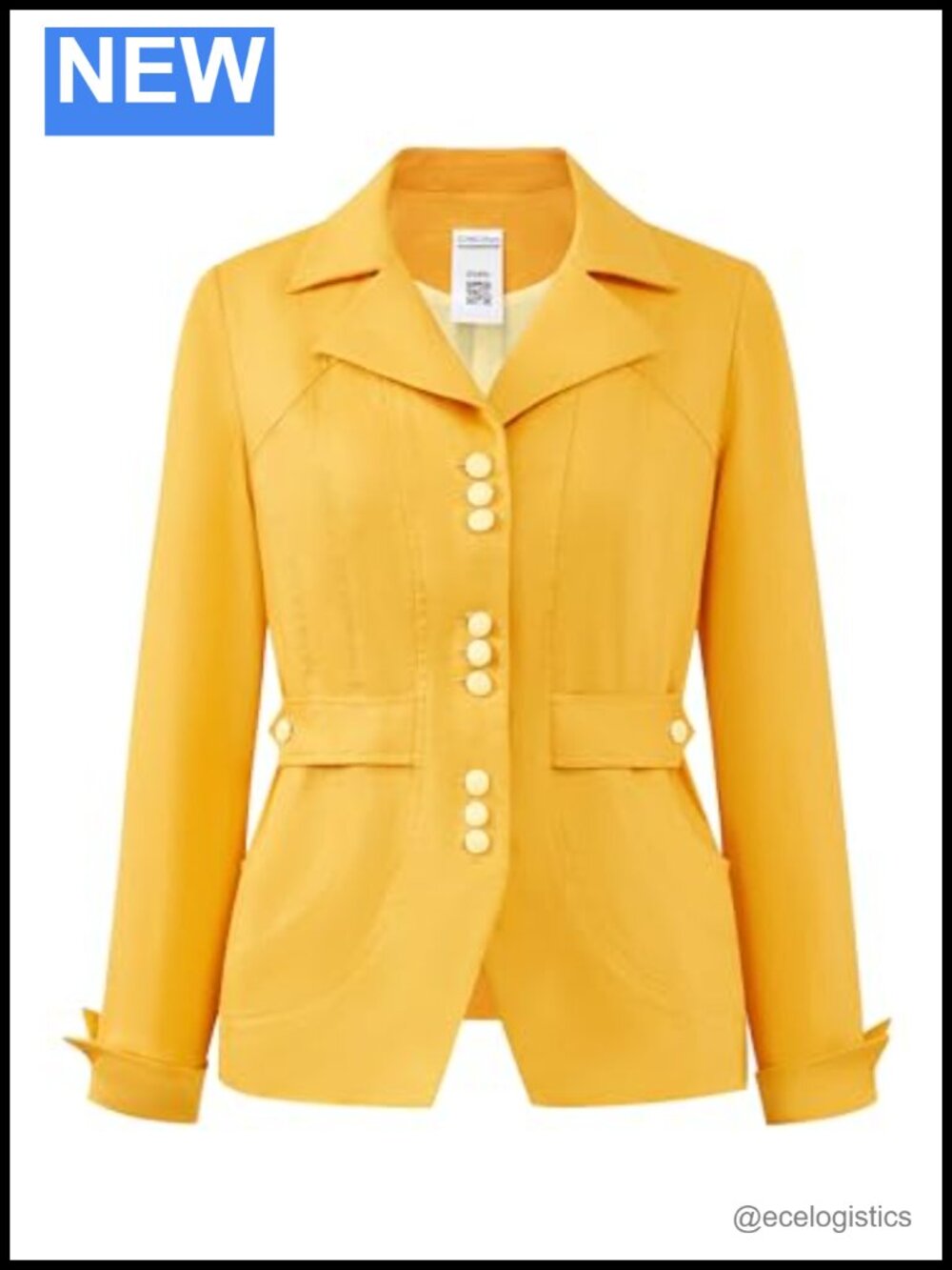 Women's Linen Blazer Jacket Long Sleeve Notch Collar Button Front Classic